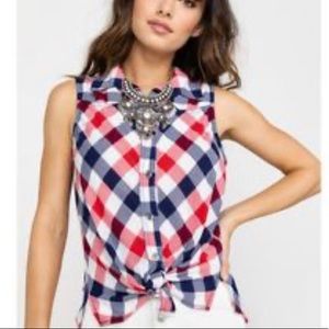 Nikki Erin Patriotic Plaid Sleeveless Butt…